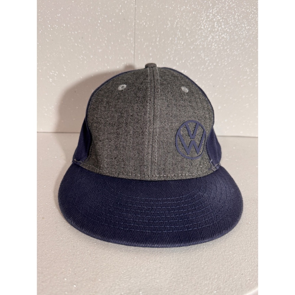 Volkswagen DriverGear Navy Blue Grey Herringbone Snapback Hat VW Logo Cap